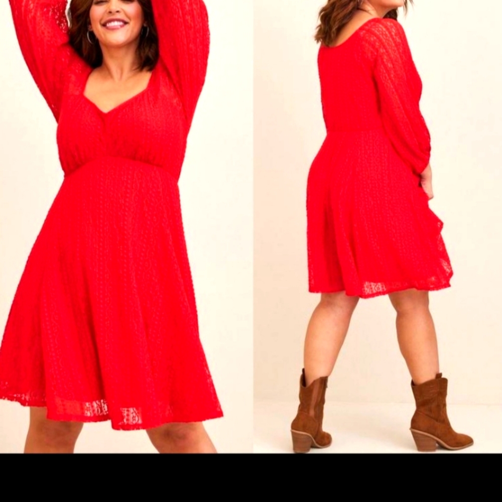Torrid red lace dress, size 3